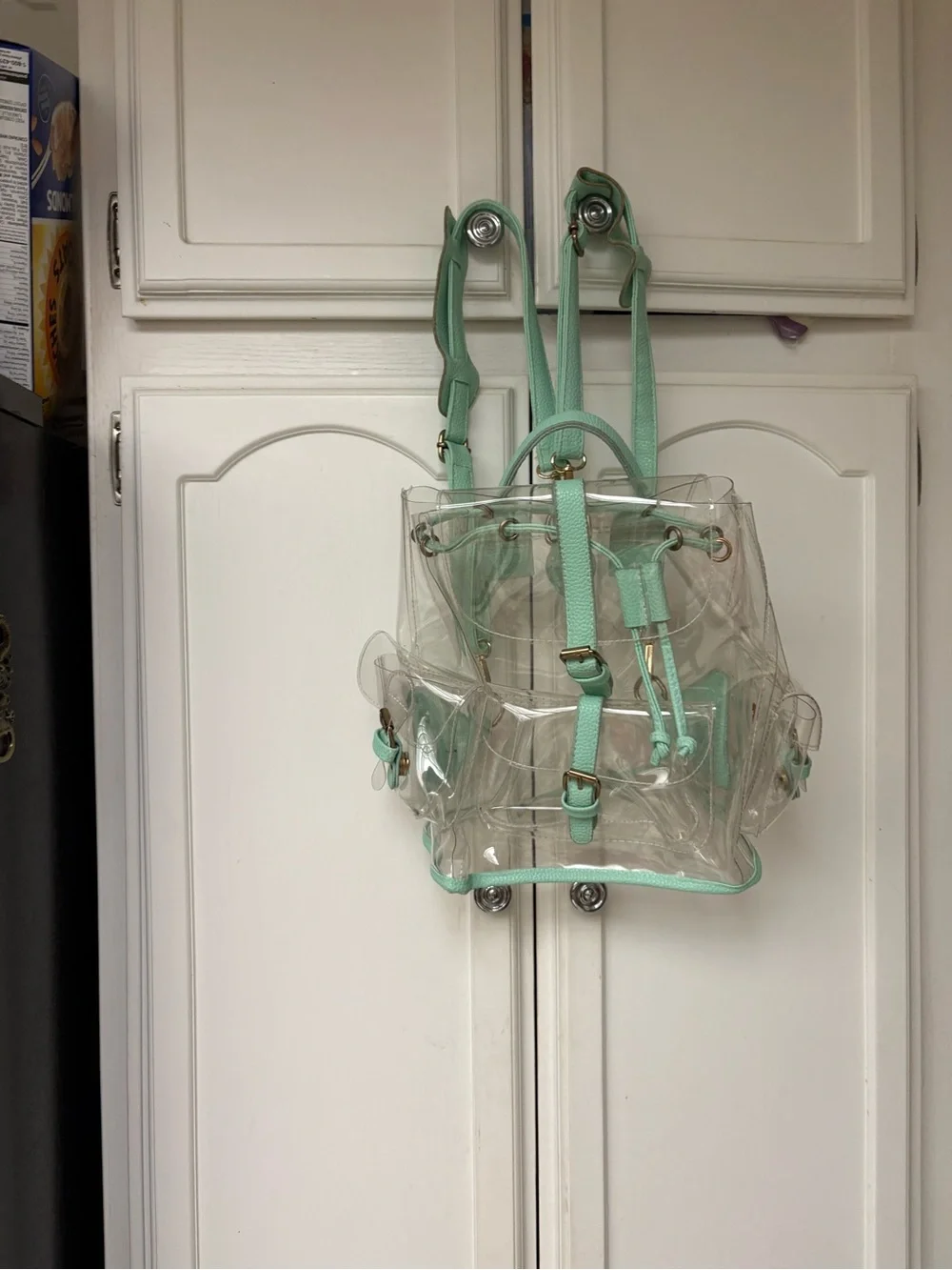 Clear Mint Trim Backpack Tote - Women Bags